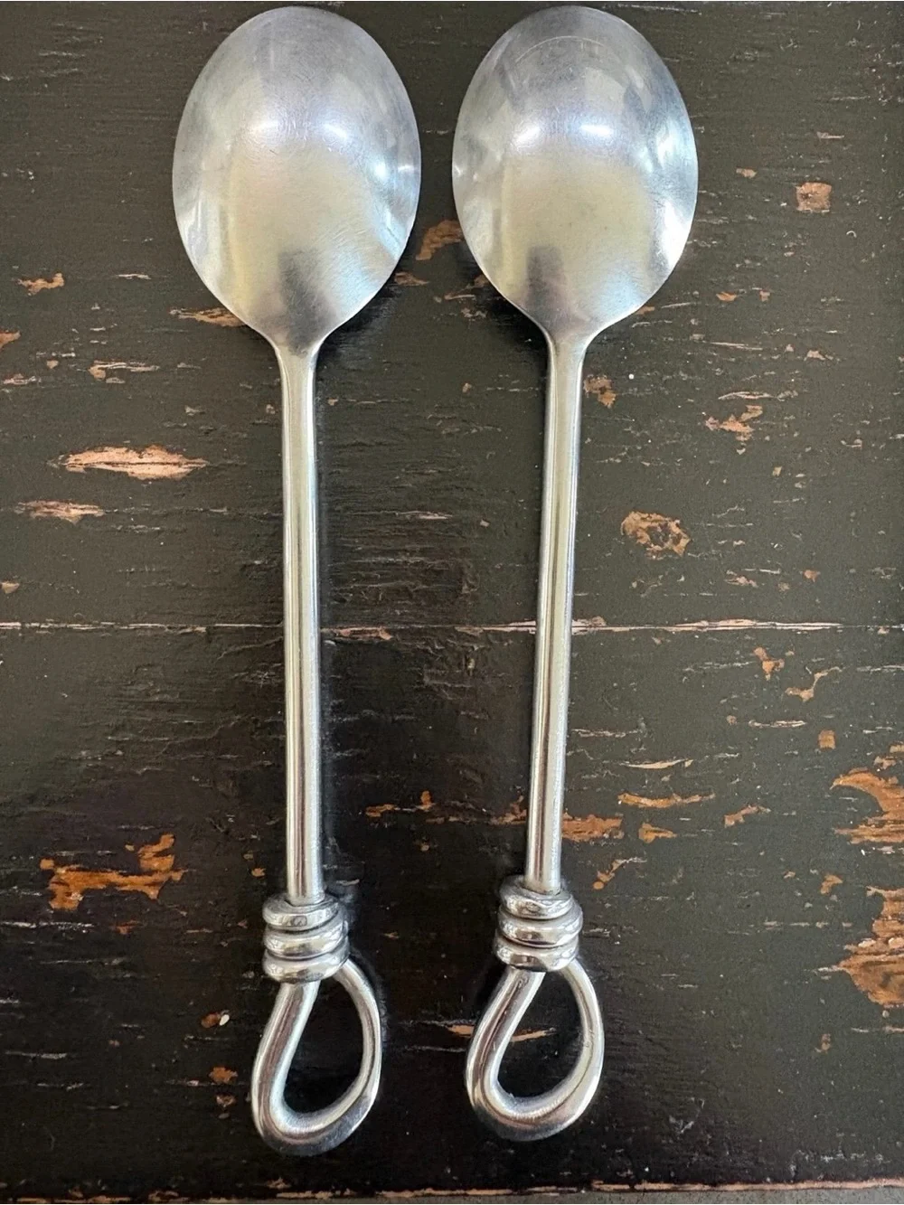 Gibson CUOMO Stainless TEASPOONS Open Ring Tip 18/8 Glossy Flatware Set of 2